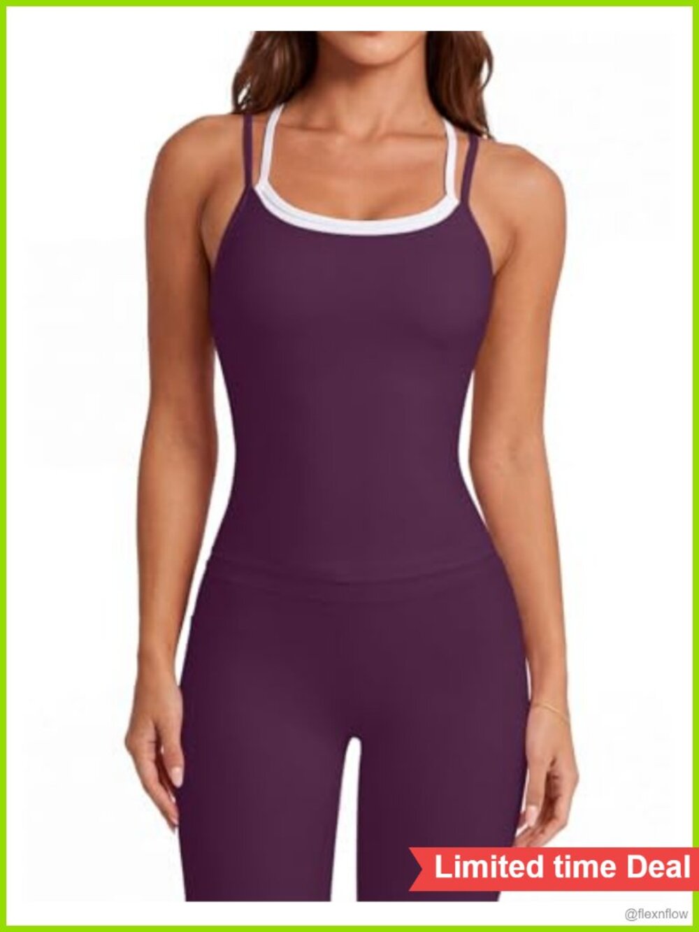 SUUKSESS Women's Workout Sets Padded Tank Top with Built-in Bra & High Waist